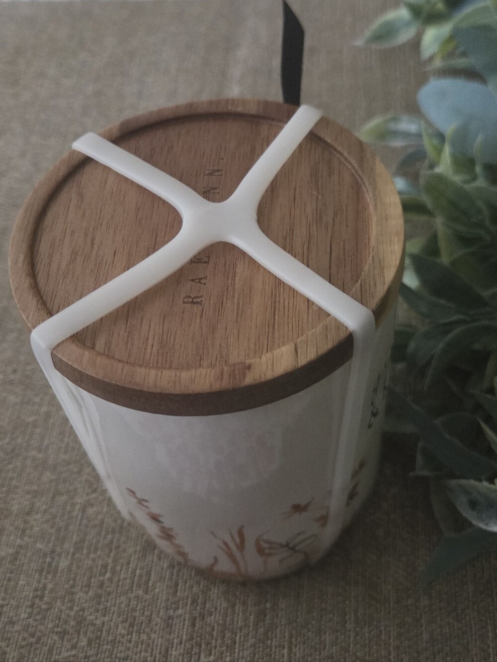 Rae Dunn White Ceramic 'grateful & blessed' Mug with Wood Lid - Picture 2 of 6